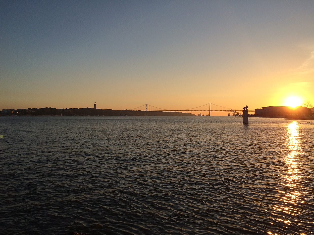 lisbon bridge sunset free photo