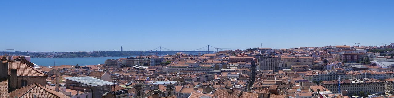 lisbon panorama bridge free photo