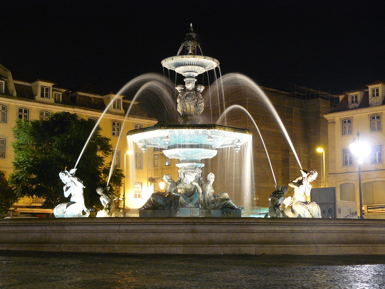 lisbon night photograph old town free photo