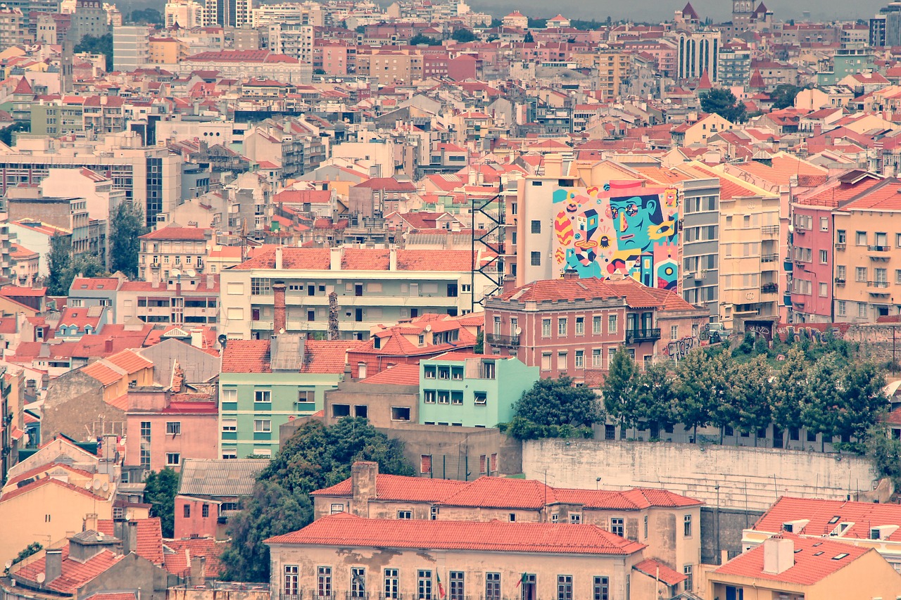 lisbon roofs general view free photo