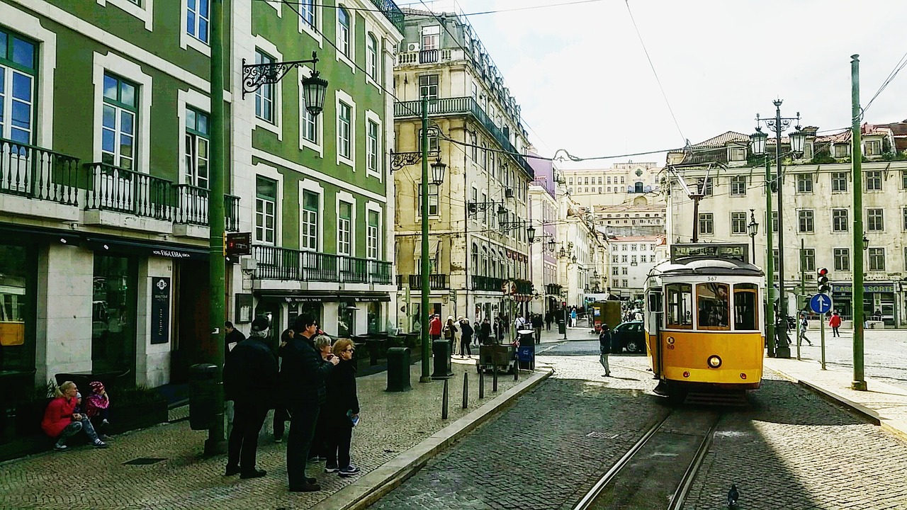 lisbon tram color free photo