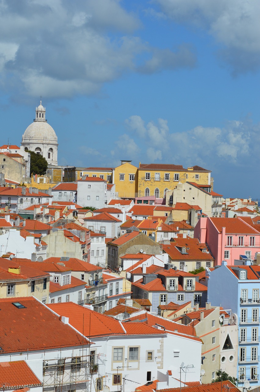 lisbon view roofs free photo