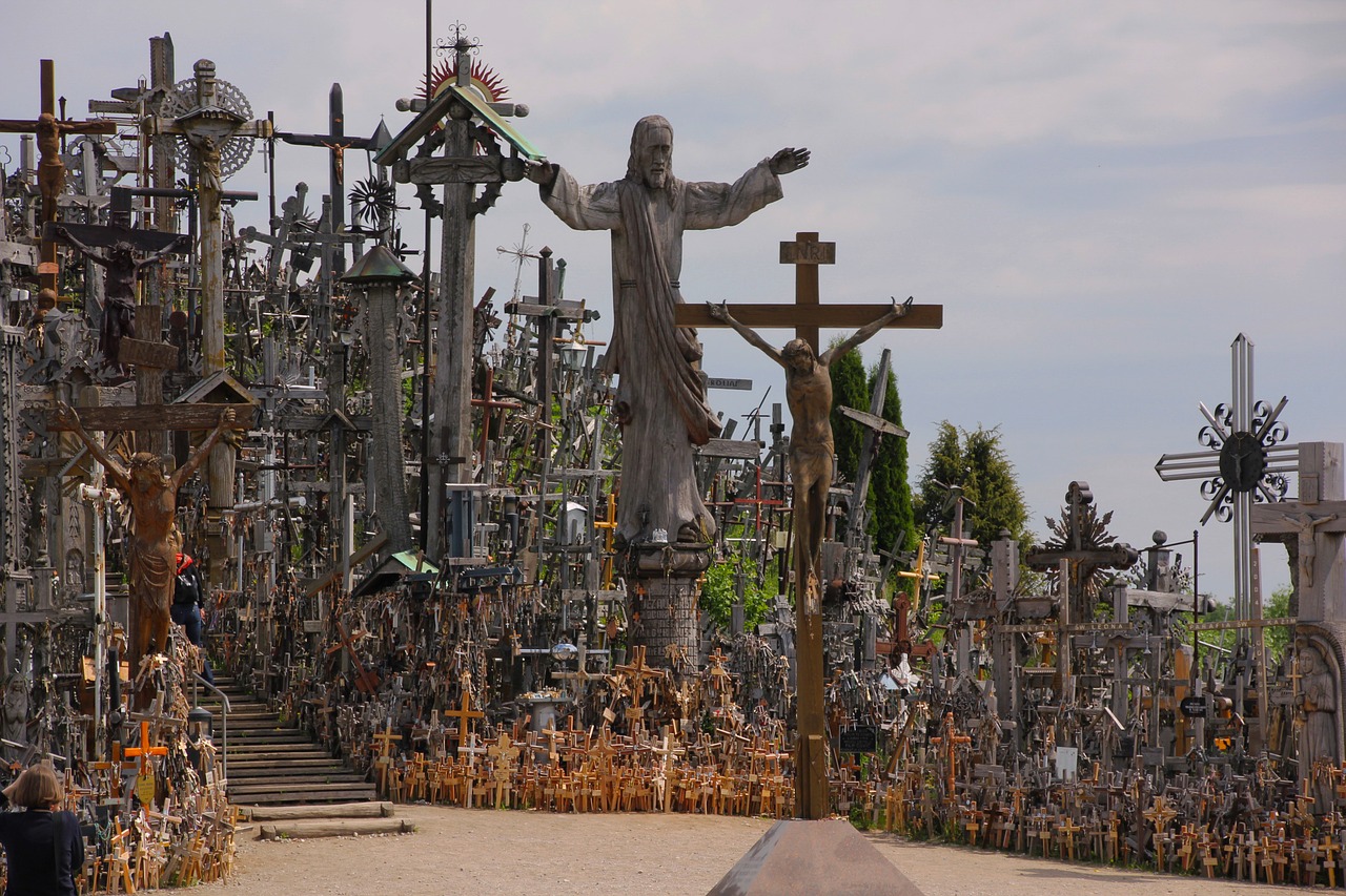 lithuania mountain of crosses crosses free photo