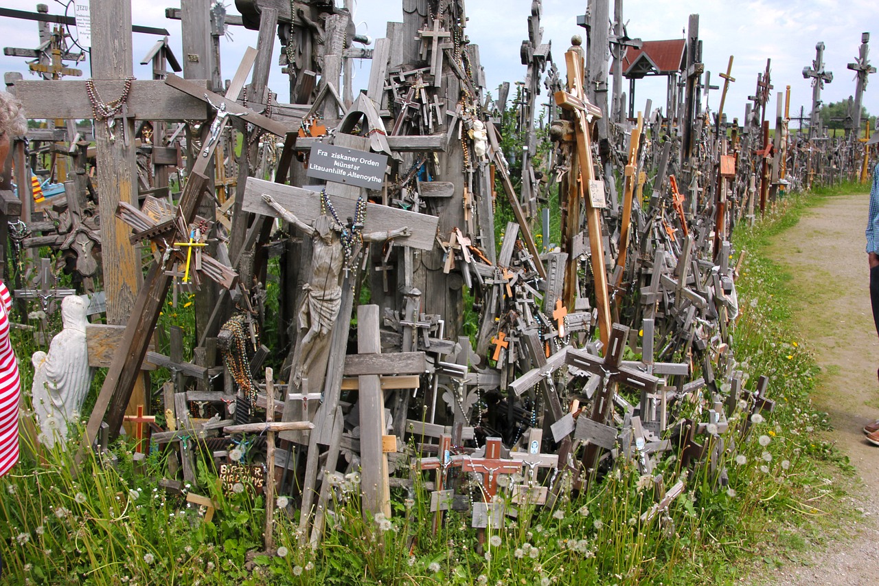 lithuania mountain of crosses memorial free photo