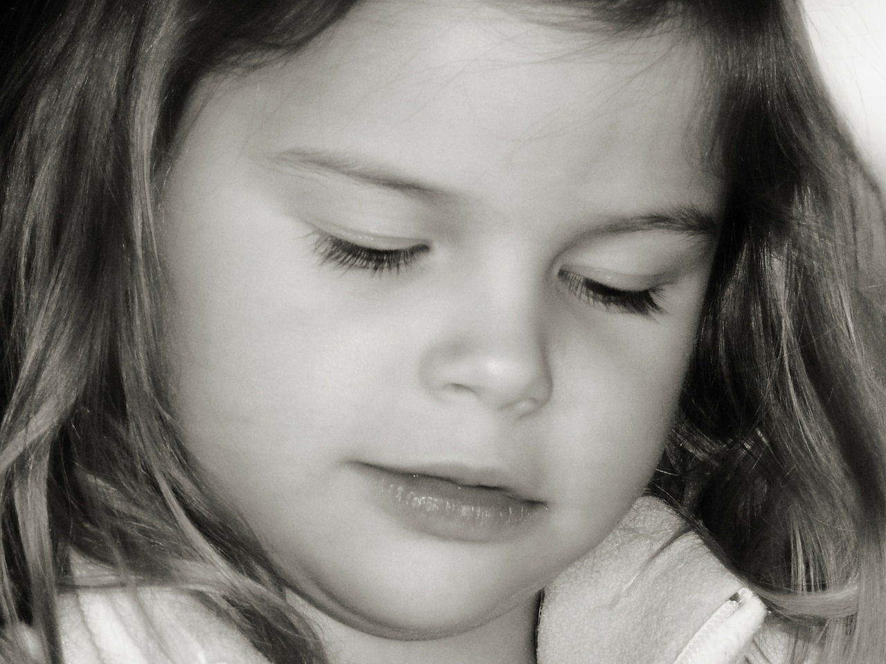 little girl black and white free photo