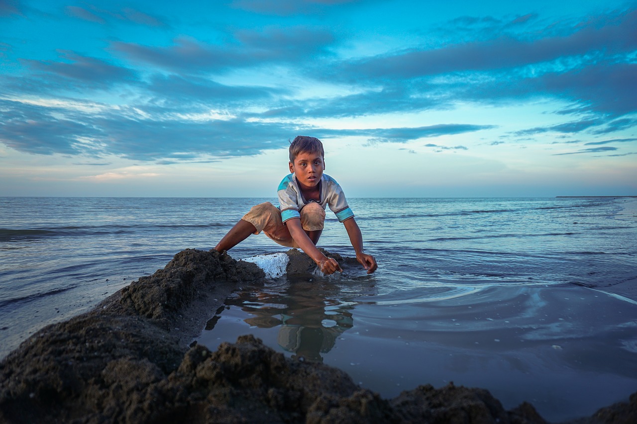 little child sunset aceh free photo