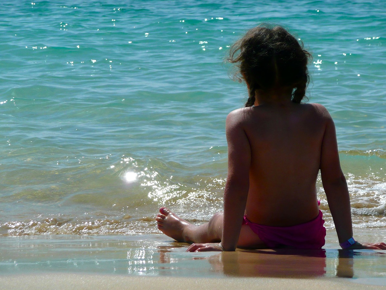 little girl beach sea free photo