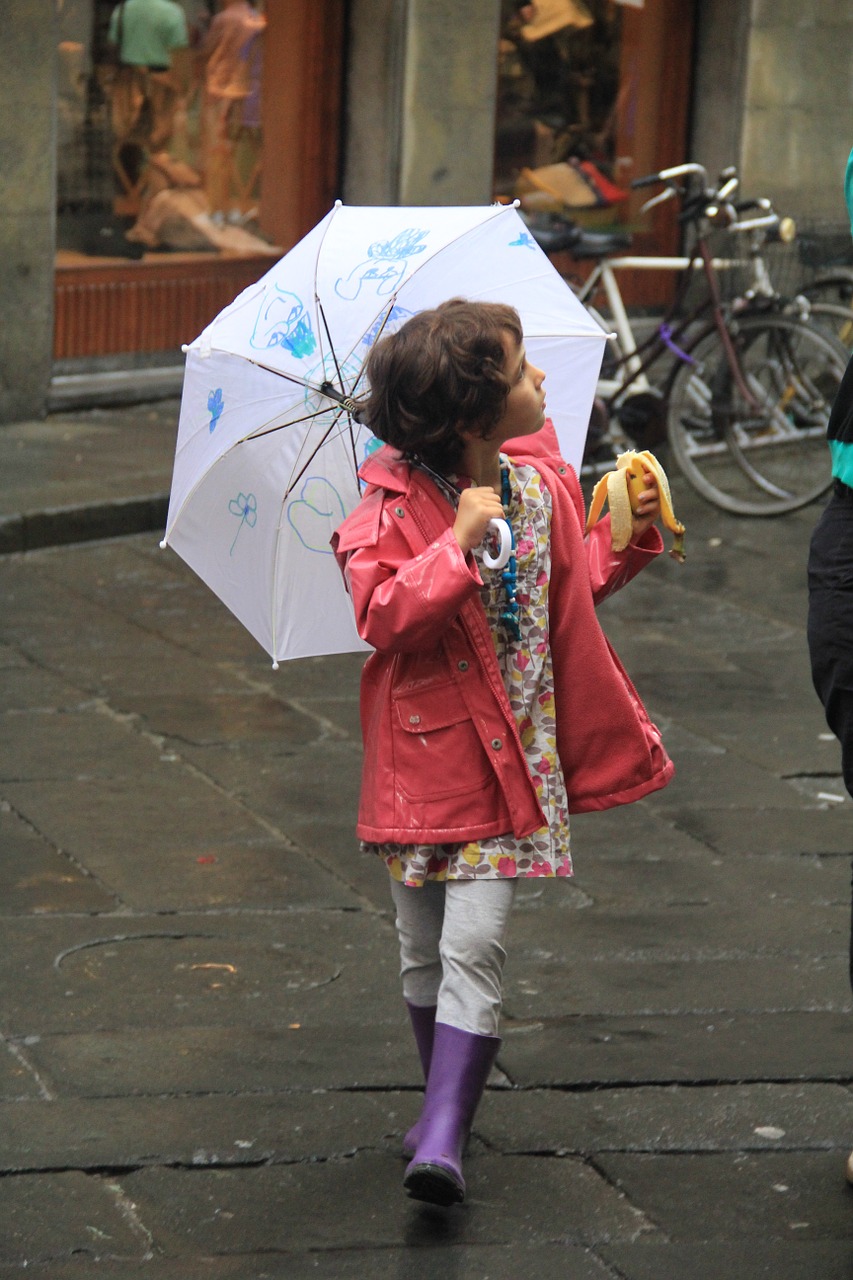 little girl rain umbrella free photo