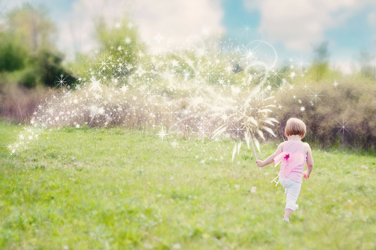 little girl magic glitter trail free photo