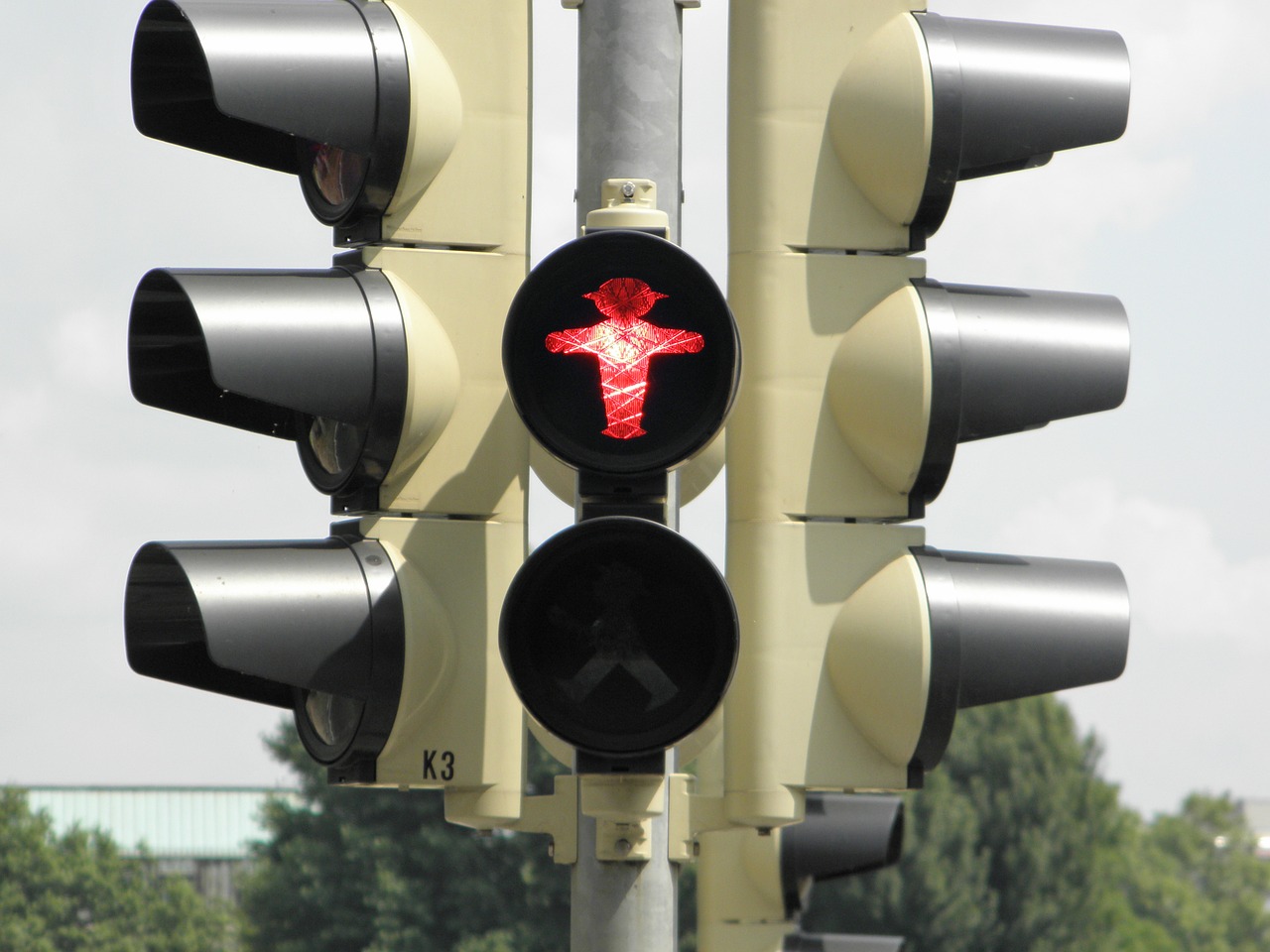 little green man traffic lights red free photo