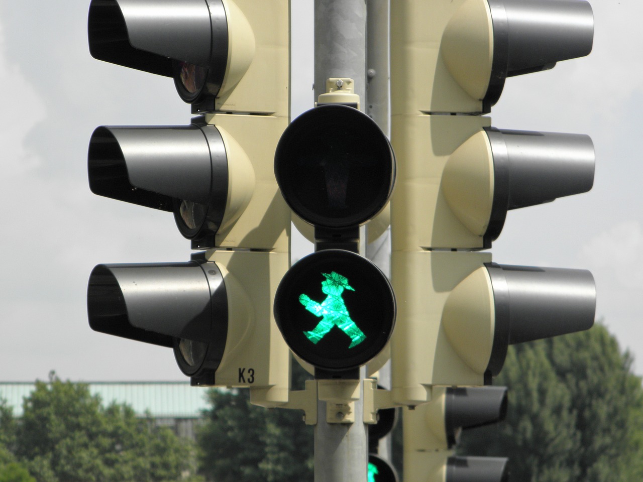 little green man traffic lights green free photo