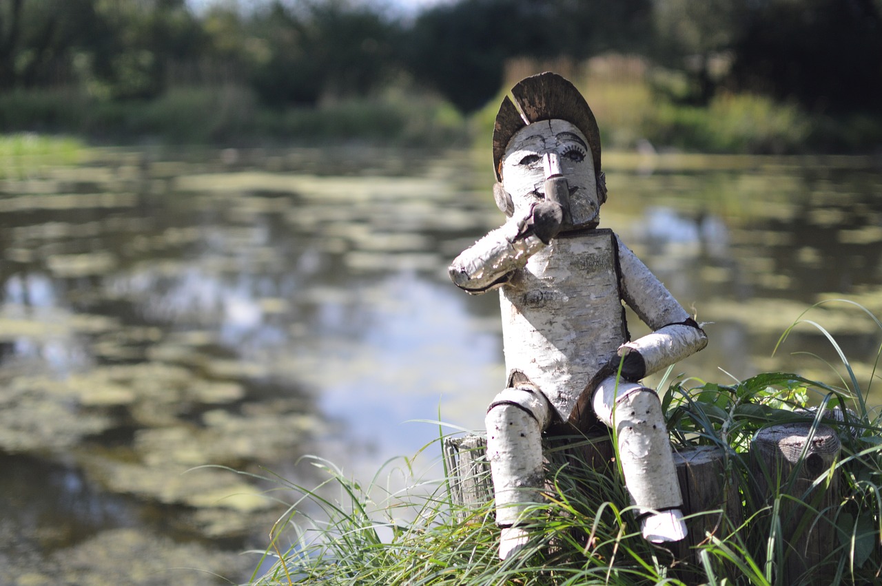 little man wood doll water free photo