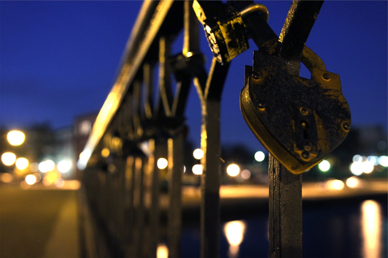 lock railing night free photo