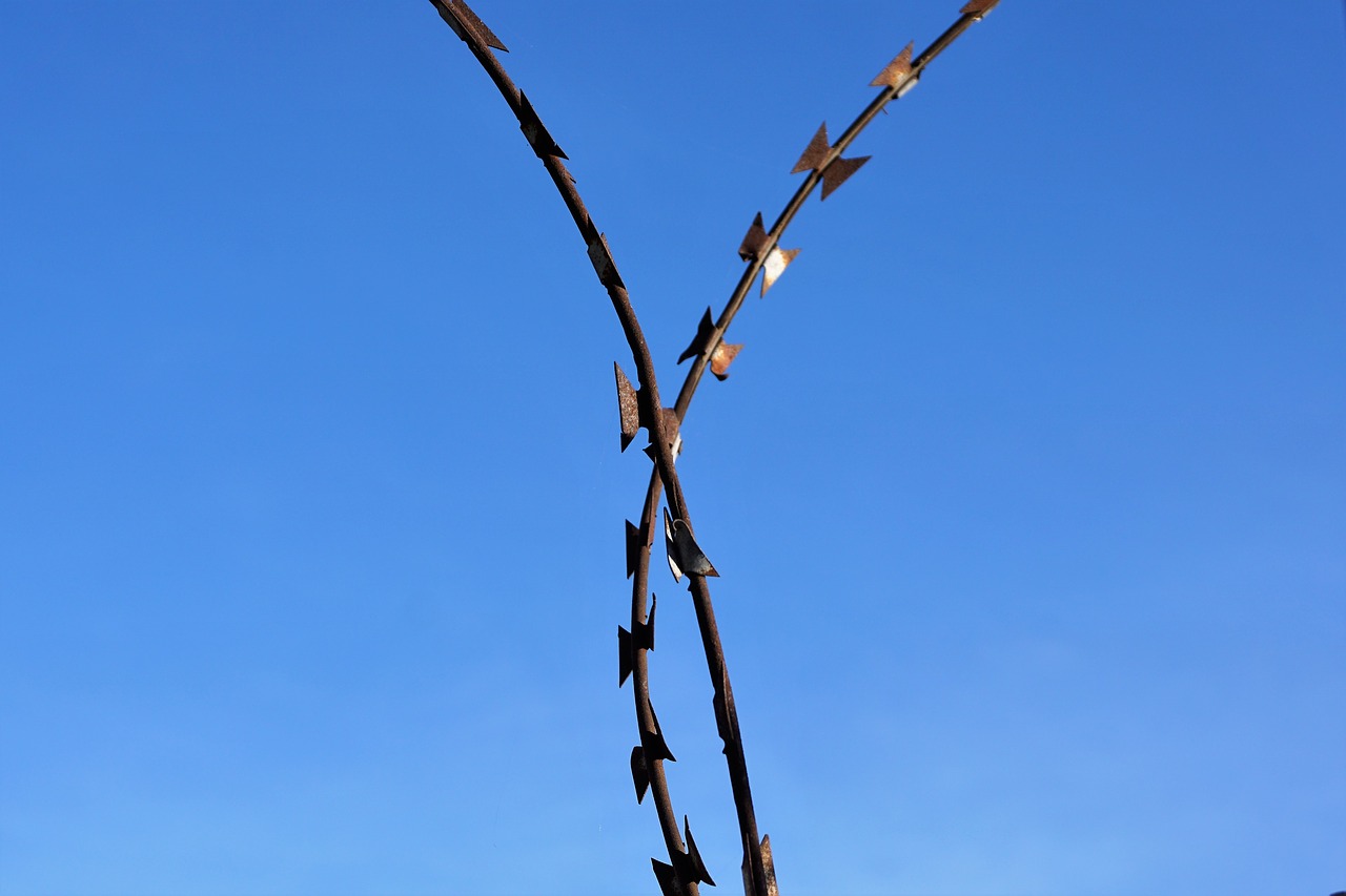 lock wire security blue sky free photo