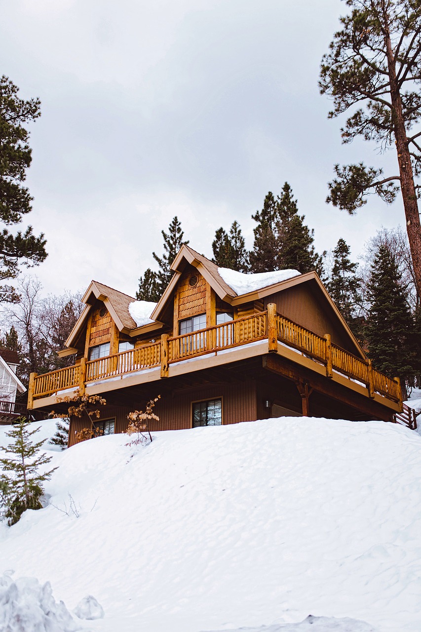 log cabin house chalet free photo