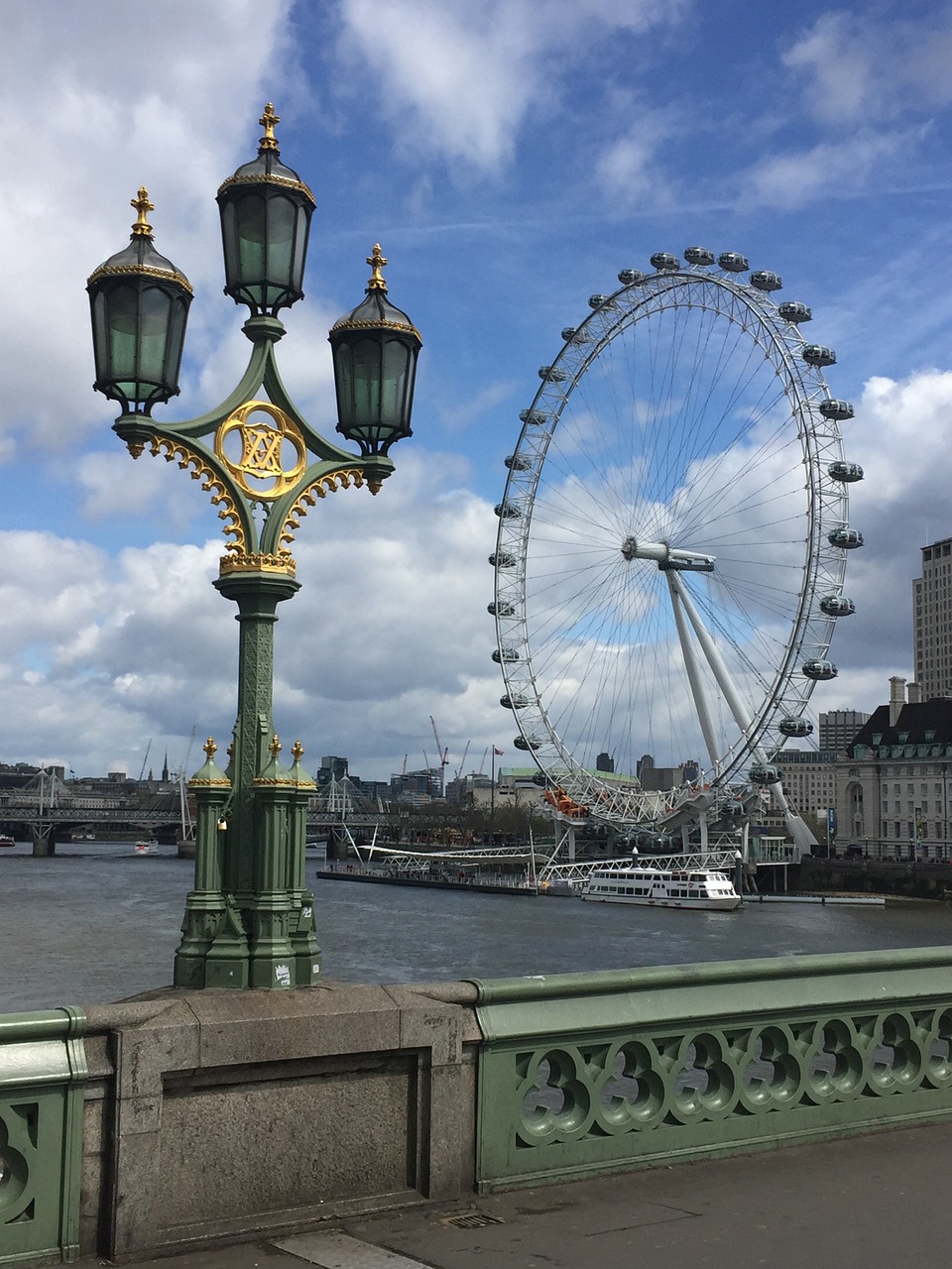 london ferris wheel streetlight free photo