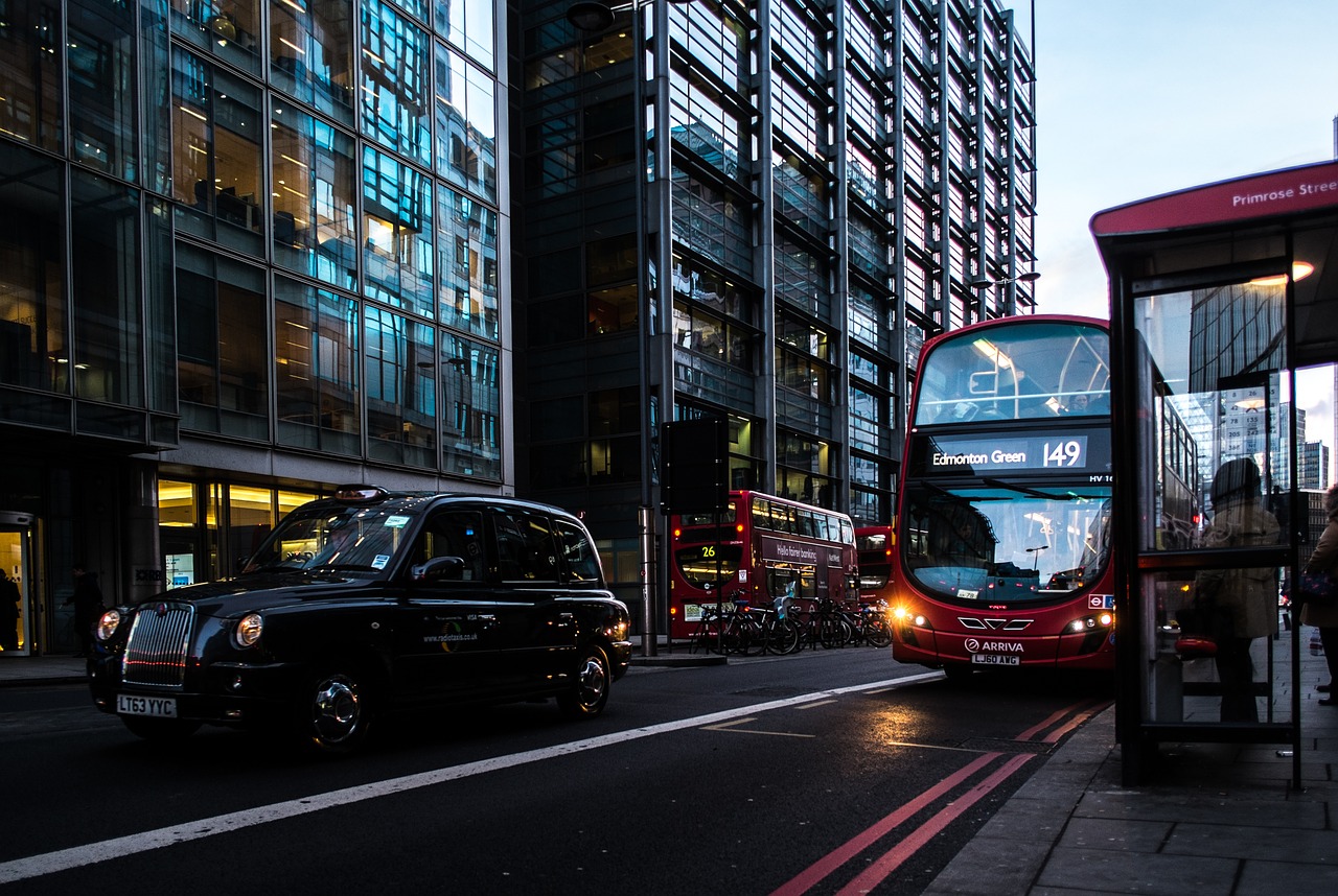 london buses night view free photo