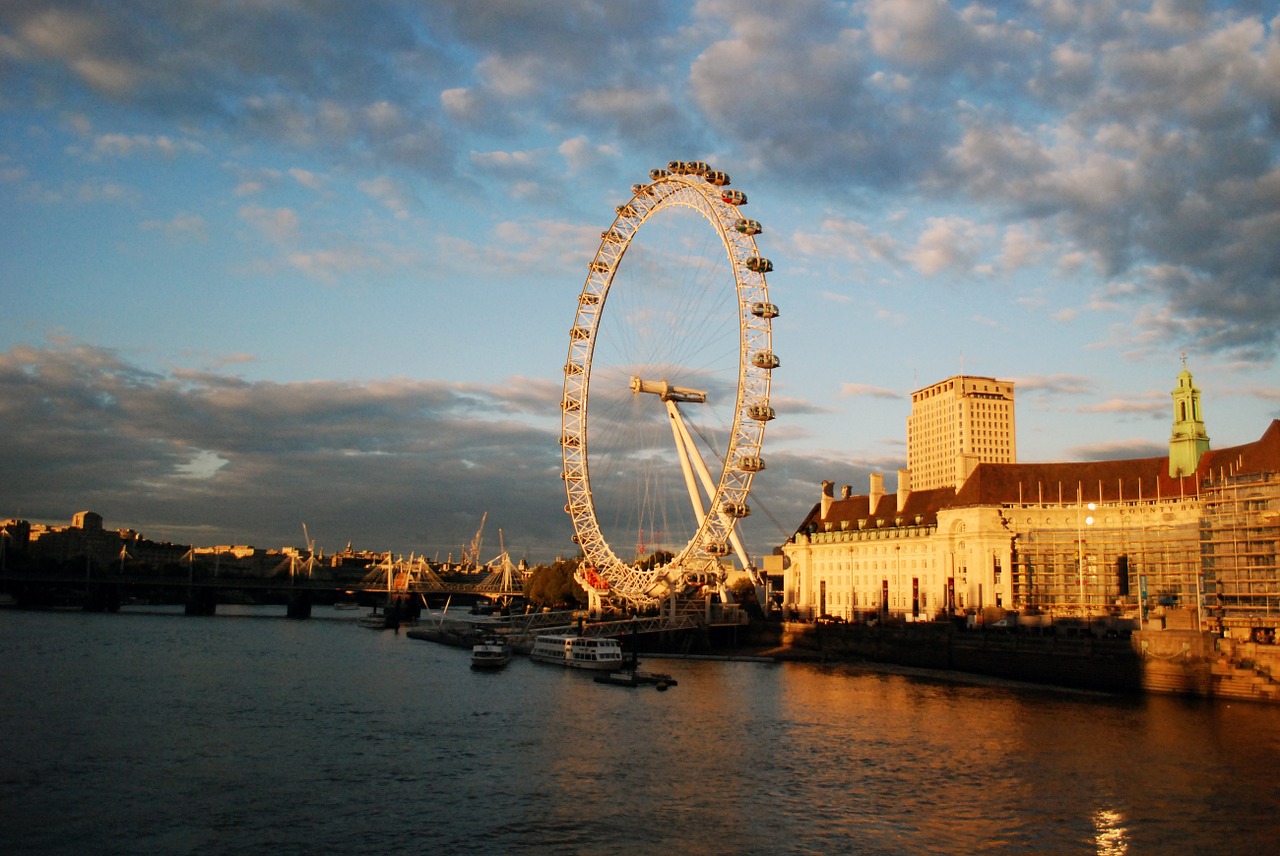 london eye thames river sunset free photo