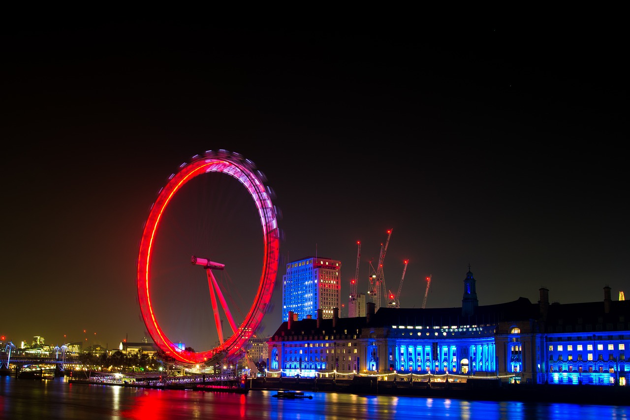 london eye night city free photo