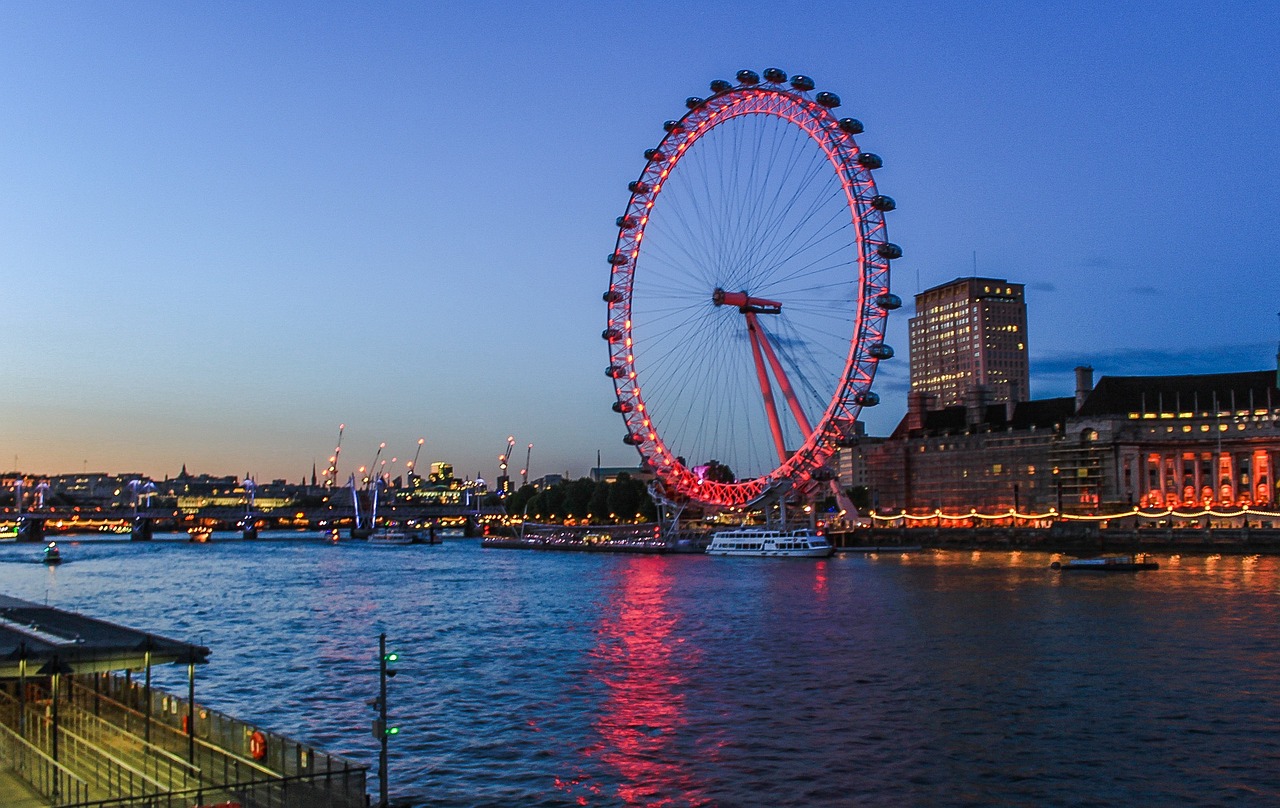 london eye ferris wheel night free photo