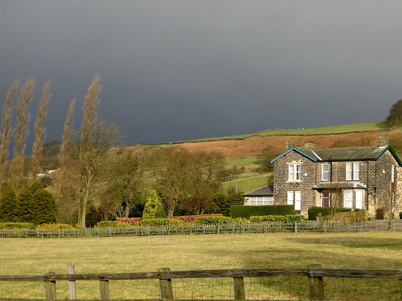 lonely house landscape england free photo