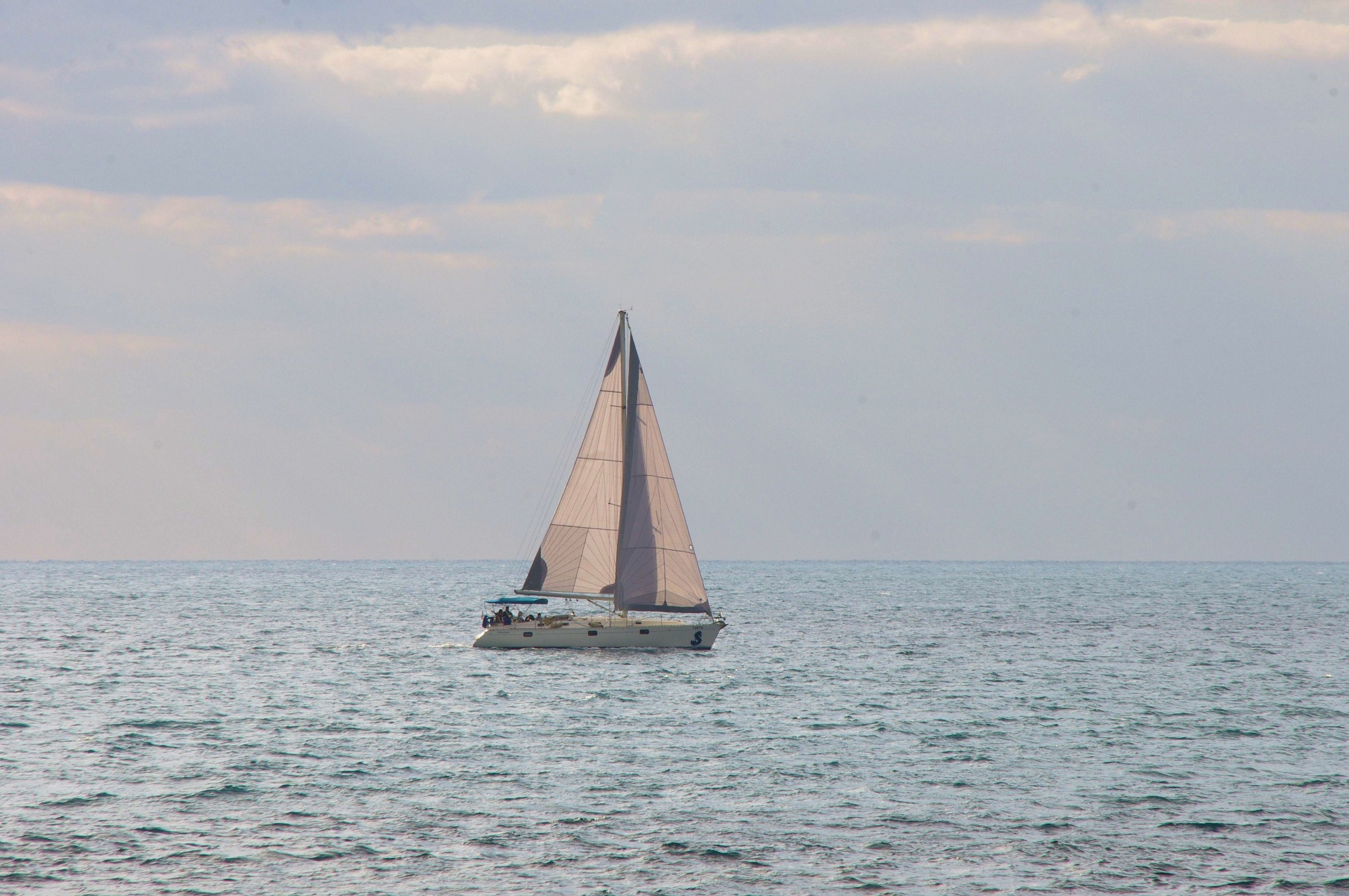 lonely sailboat pastels free photo