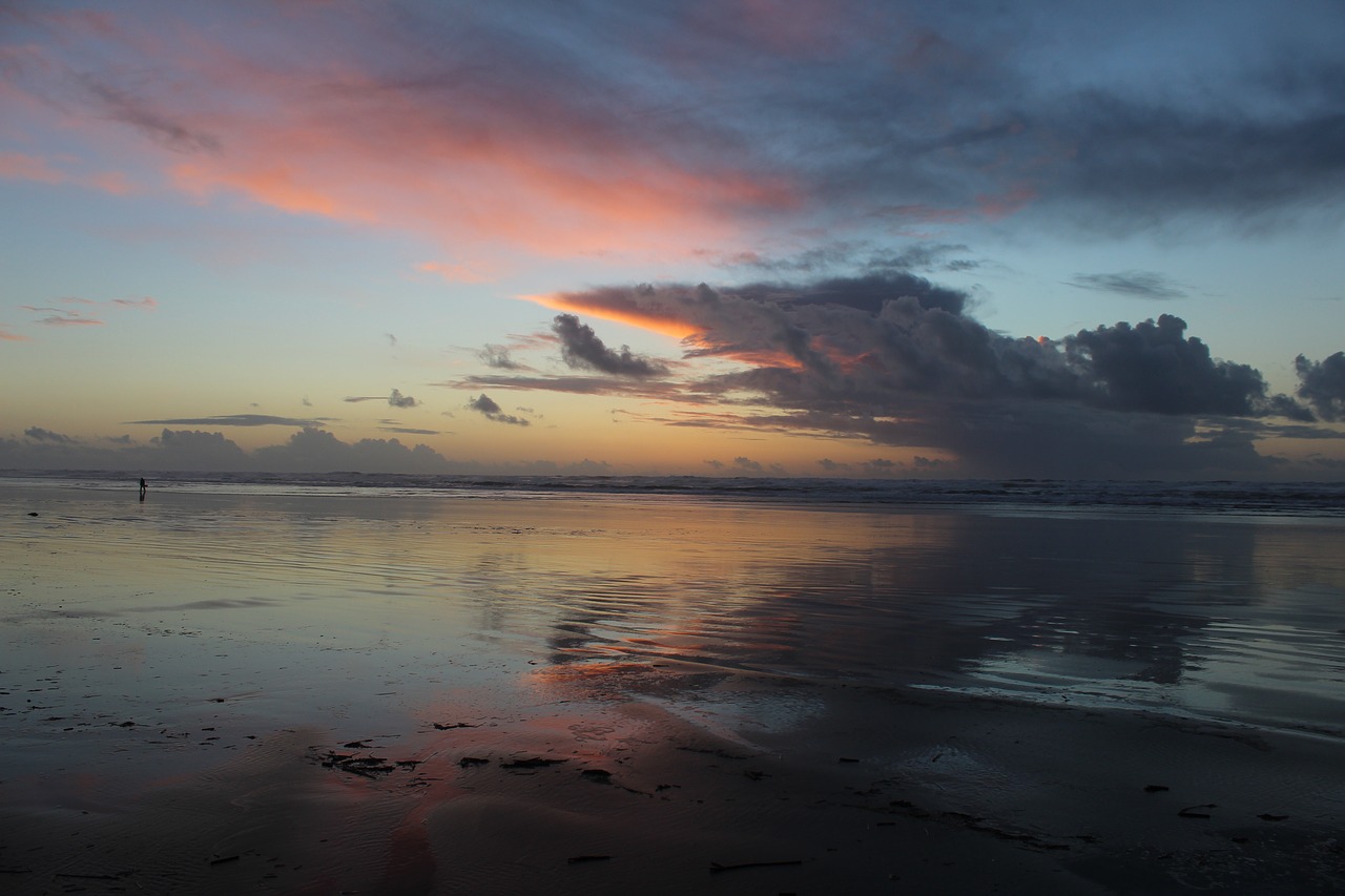 long beach peninsula ocean at sunset washington coast free photo