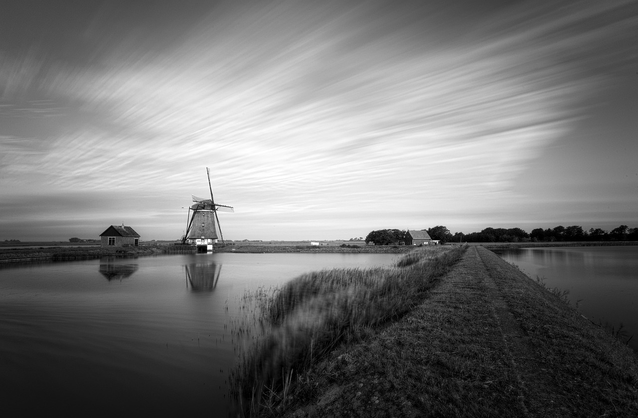 long exposure windmill architecture free photo