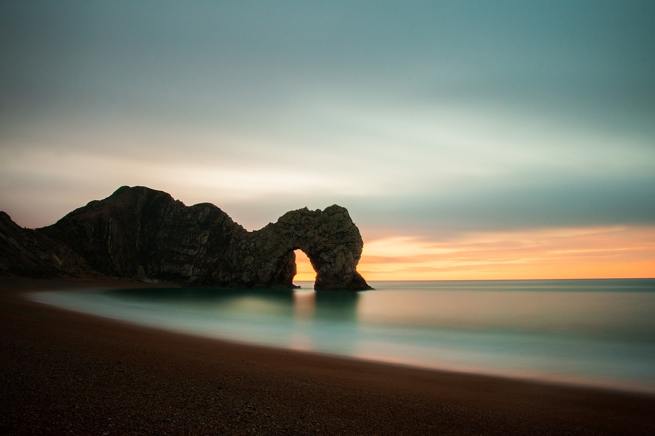 long exposure  durdle door  sunrise free photo