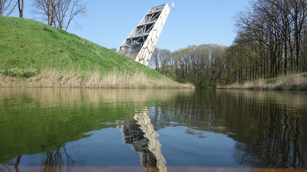 lookout tower  reflection  landscape free photo