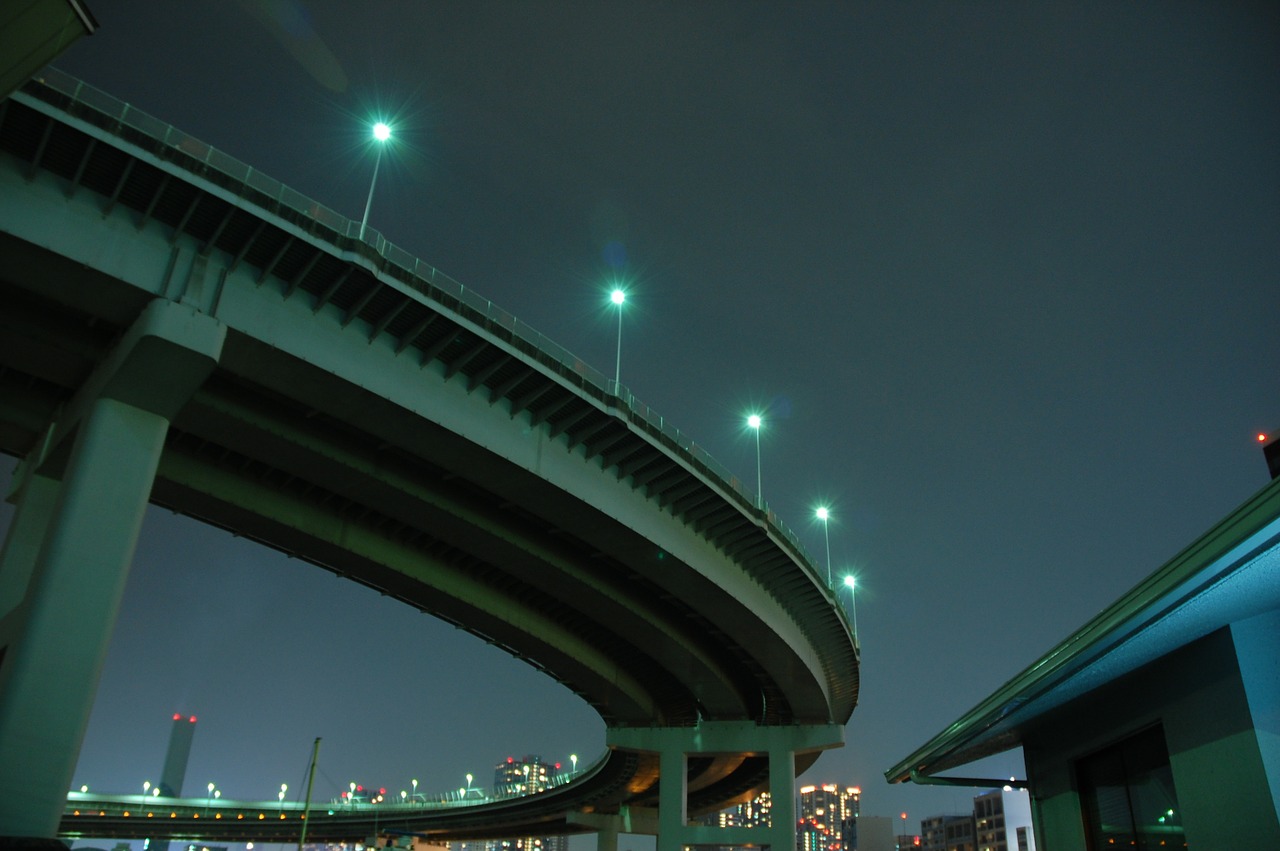 loop bridge night view landscape free photo