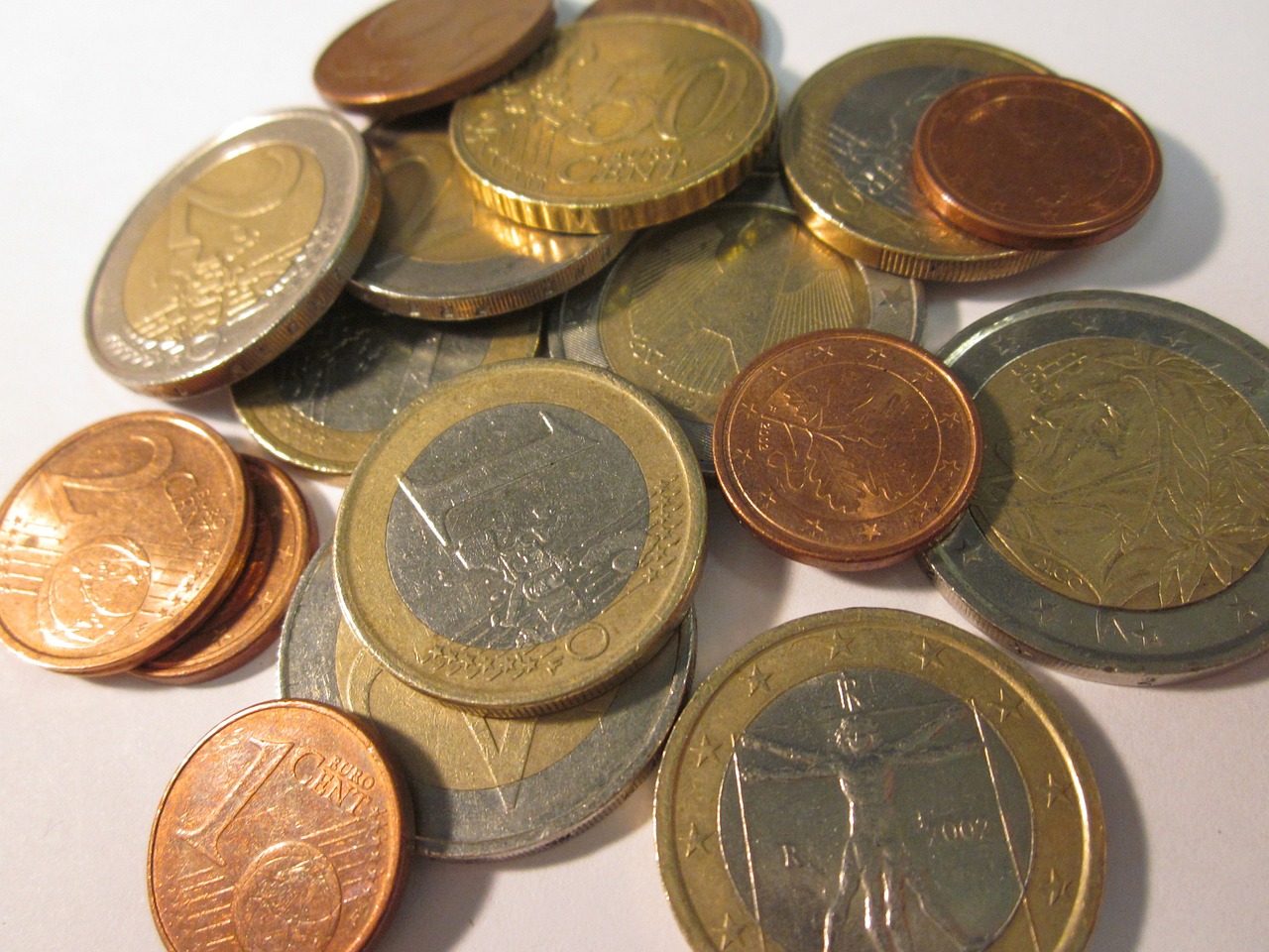 loose change euro coins free photo