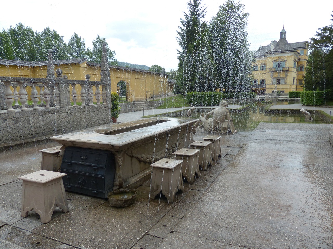 lords table hellbrunn water feature free photo