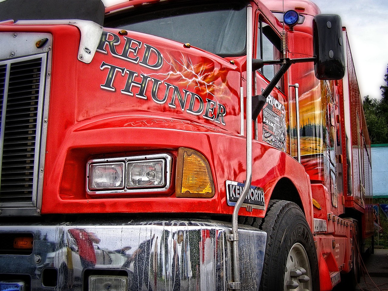 wallpaper background red american truck free photo