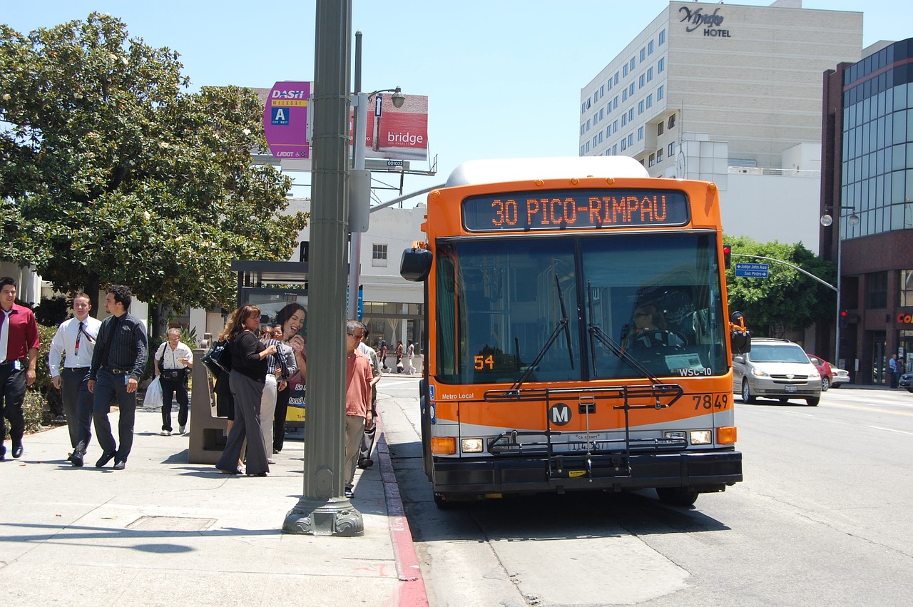 los angeles bus traffic free photo