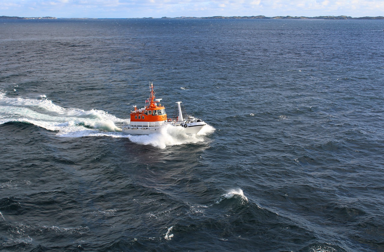 pilot boat norwegian fjord seas free photo