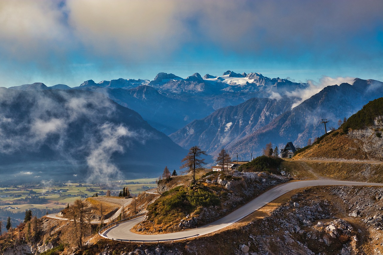 loser panorama road  dachstein  mountains free photo