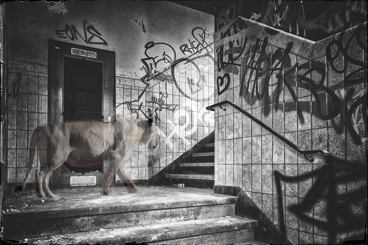 lost place  composing  lion free photo