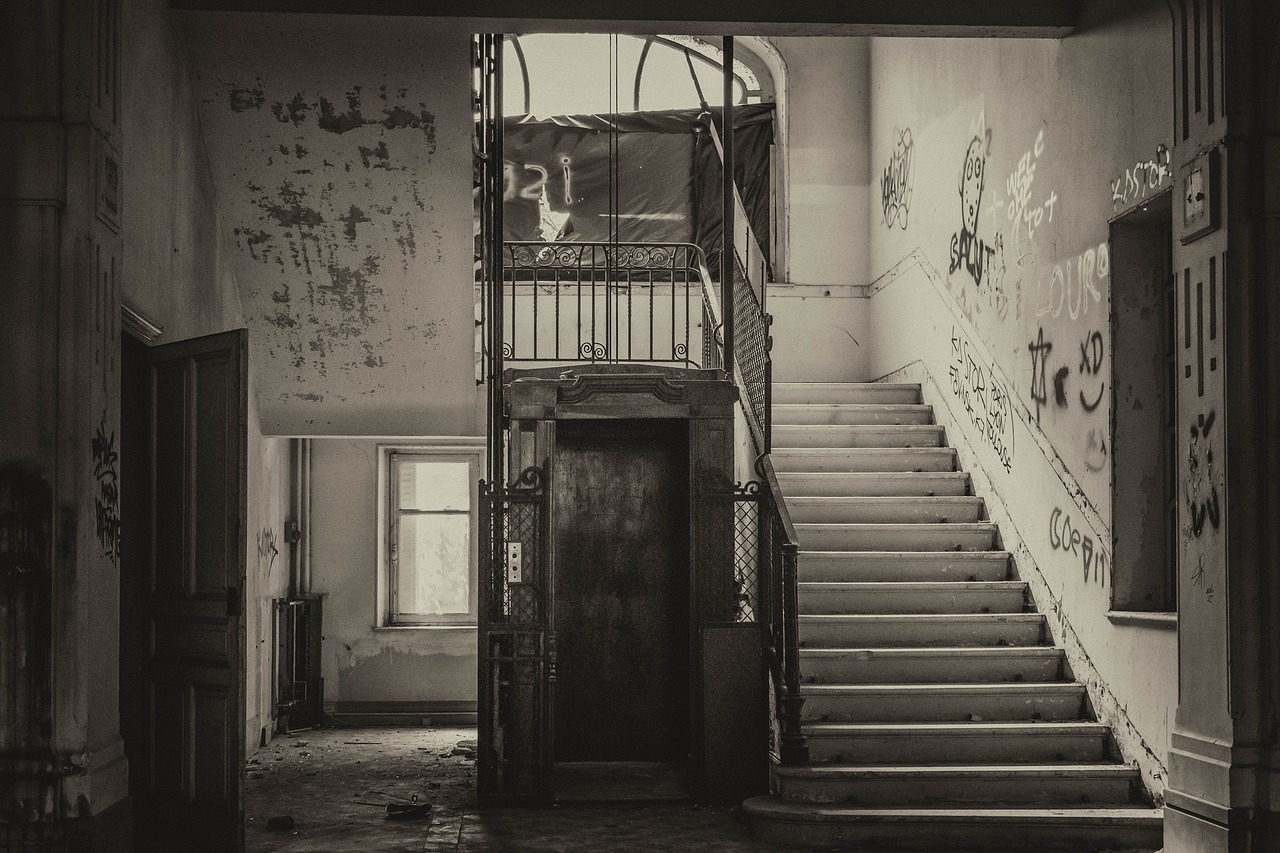 lost places elevator stairs free photo