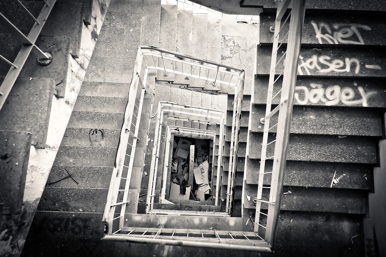 lost places staircase leave free photo