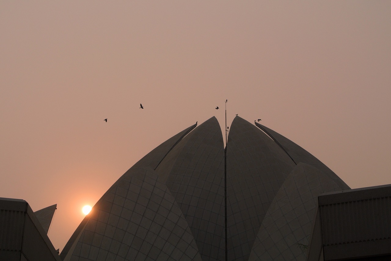 lotus temple sunset sun free photo