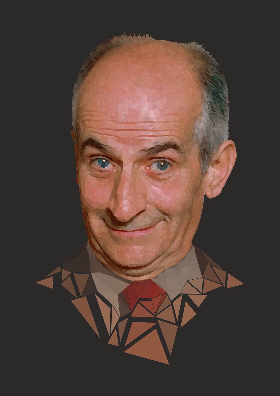 louis de funes low poly art portrait free photo