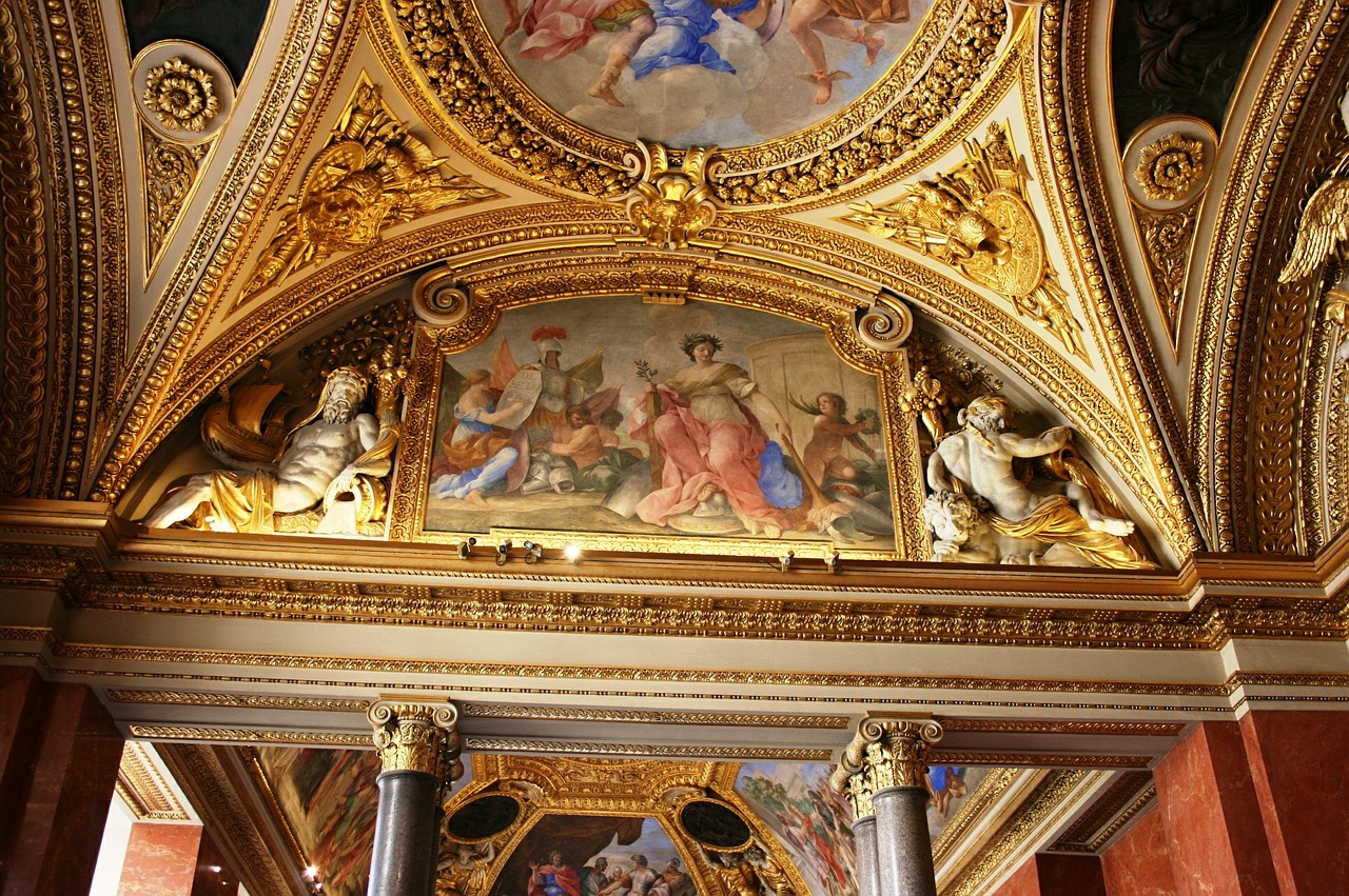 louvre museum decorated ceiling free photo