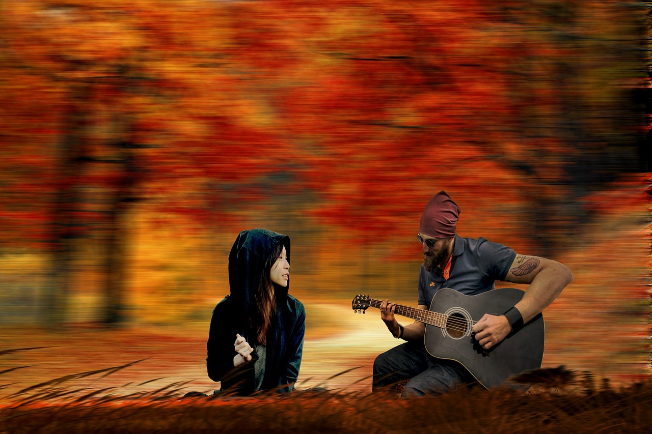 love couple fall background free photo