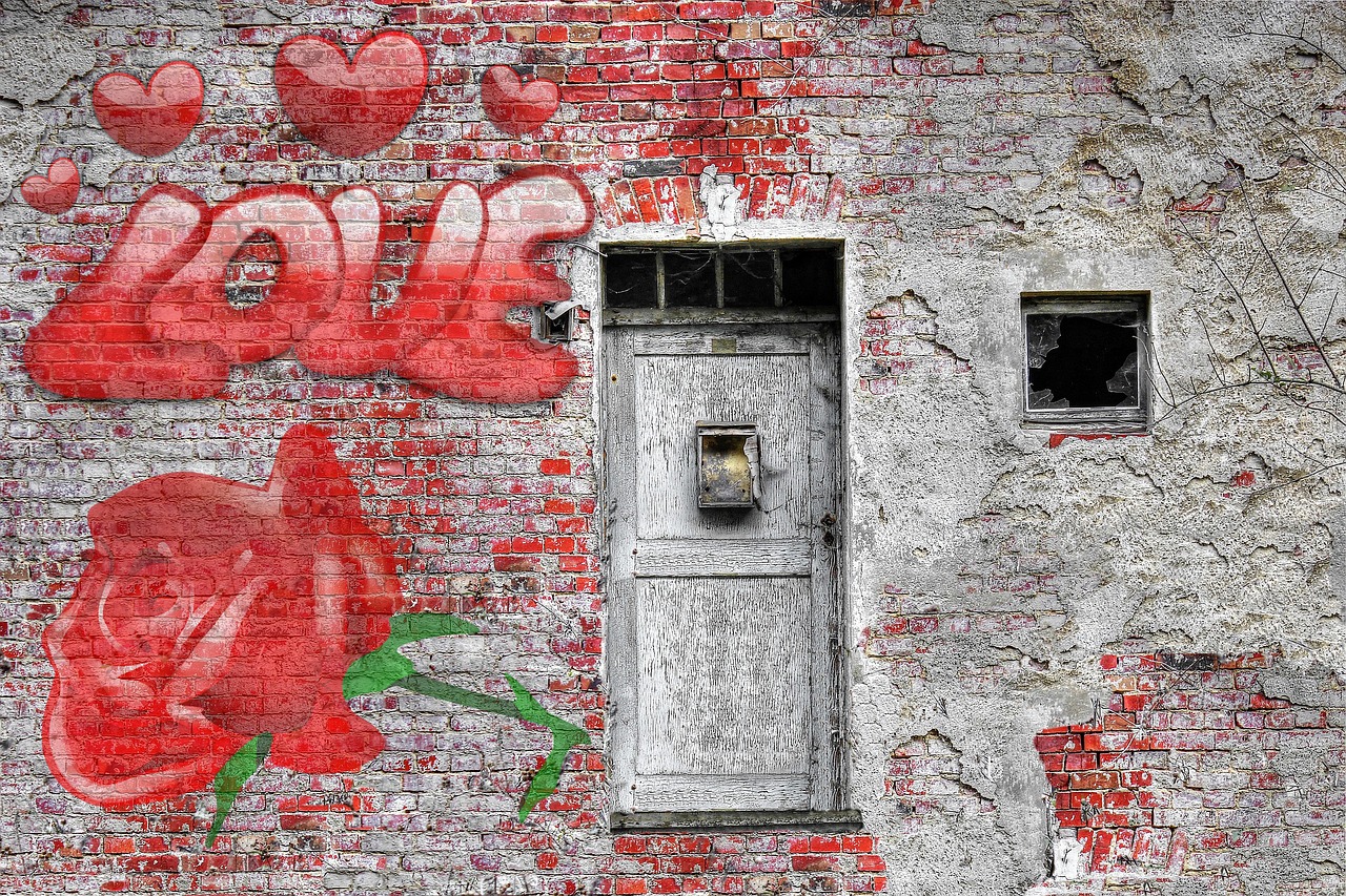 love wall rose free photo