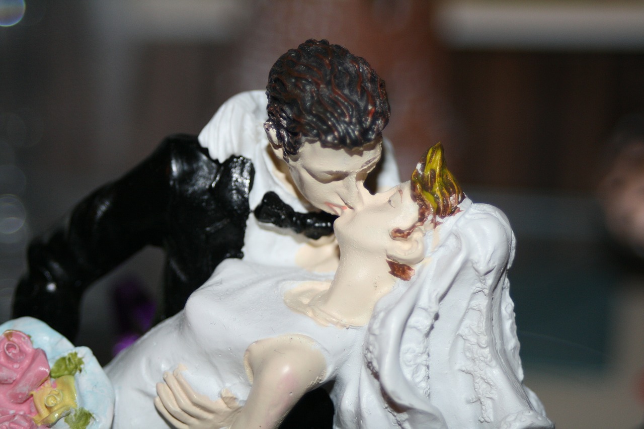 lovers bride and groom kiss free photo