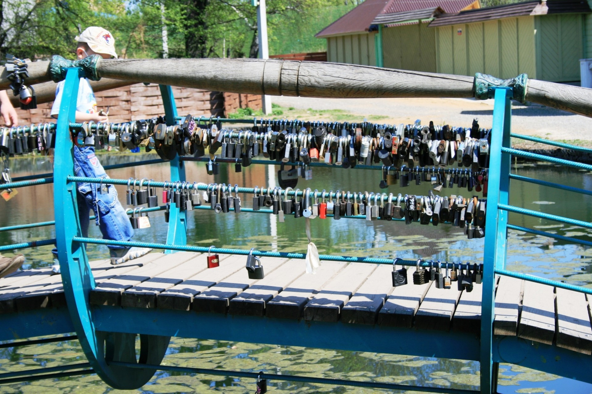 railing bridge padlocks free photo