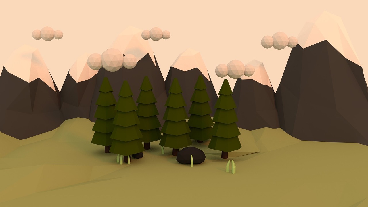 low poly forest abstract free photo