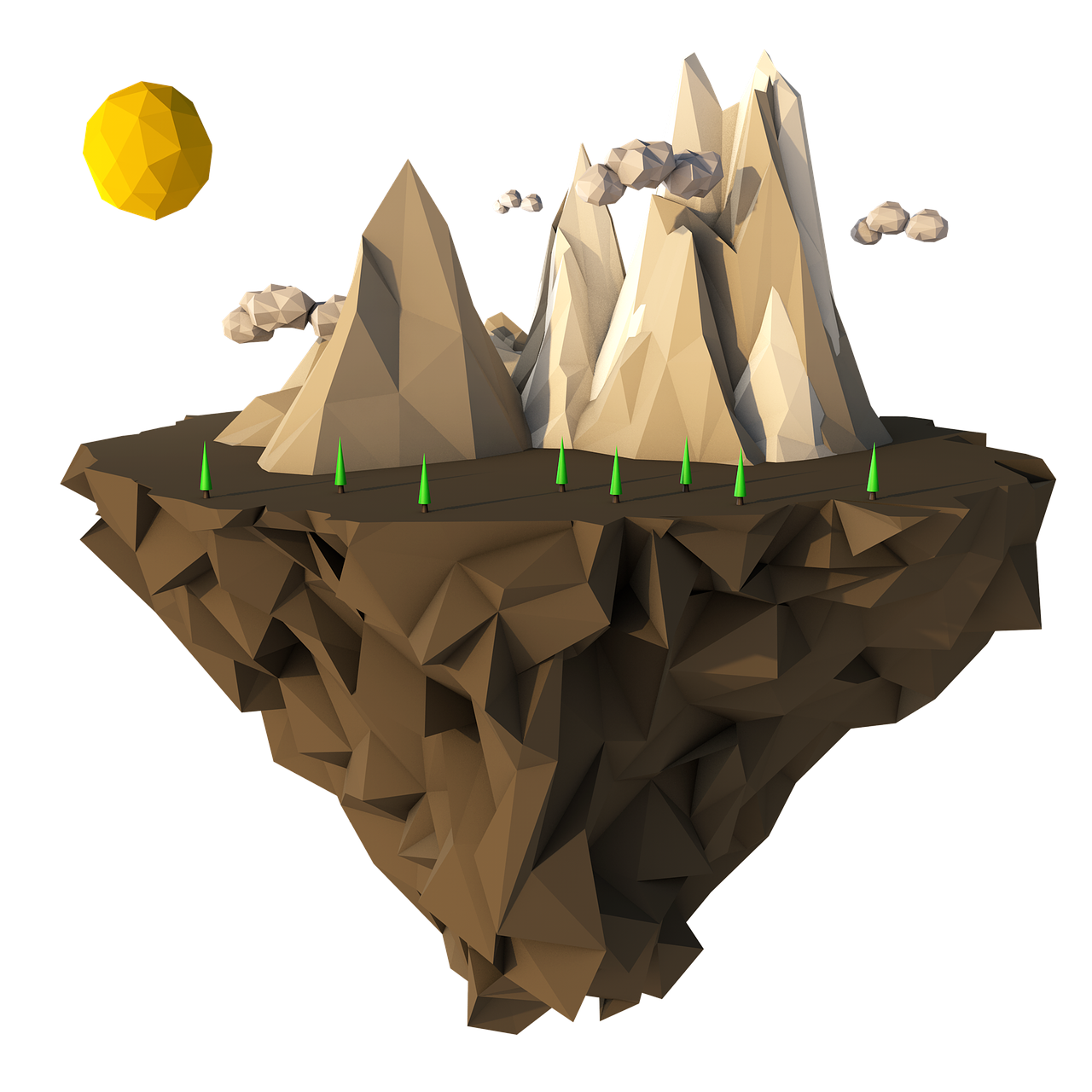 low poly floating island 3d free photo