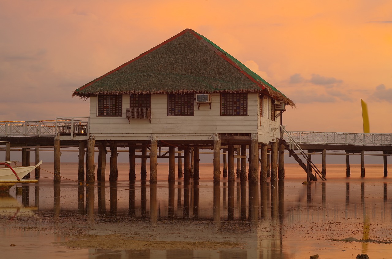 low tide sea dusk free photo